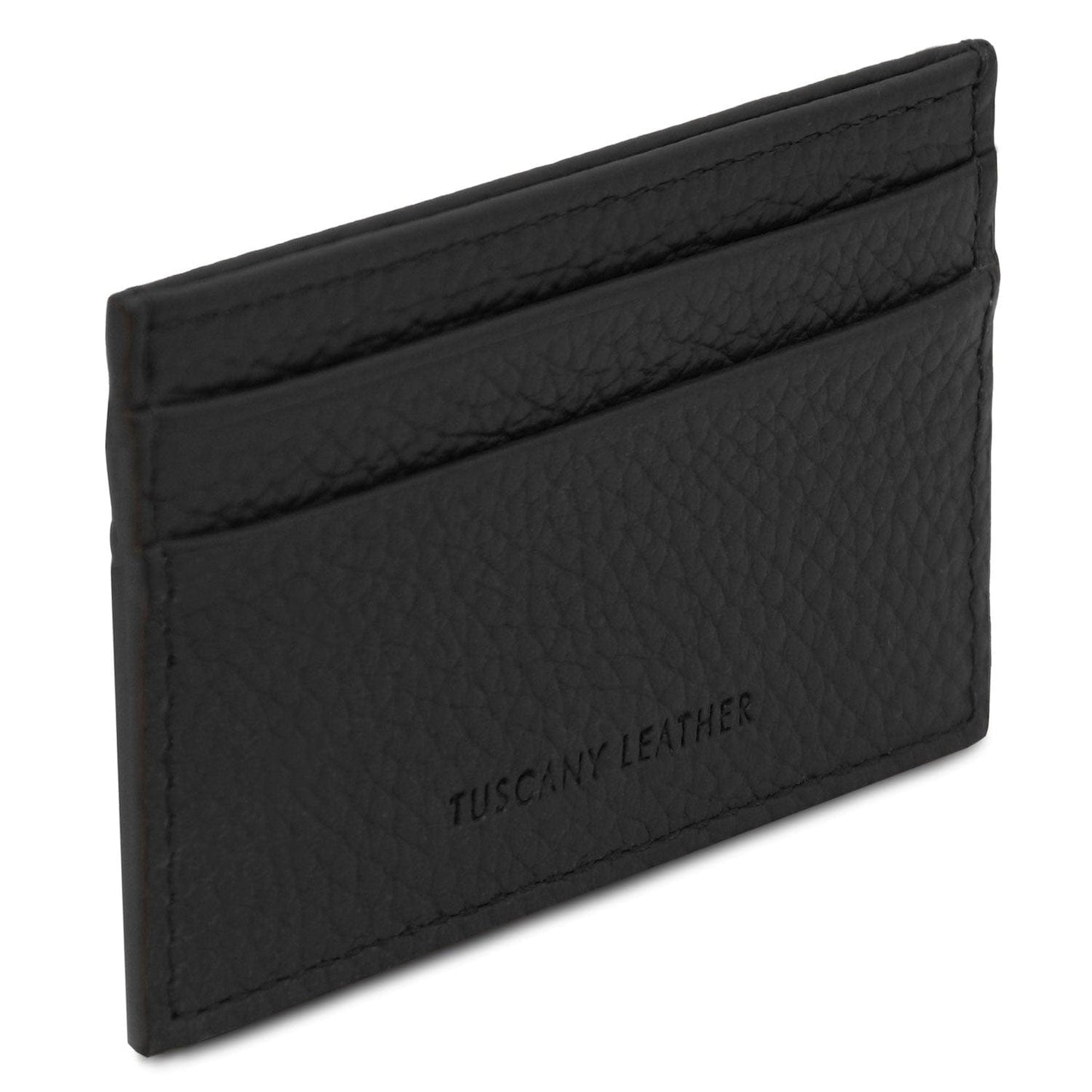 Leather card holder - 4 cards, pebbled leather | TL142474