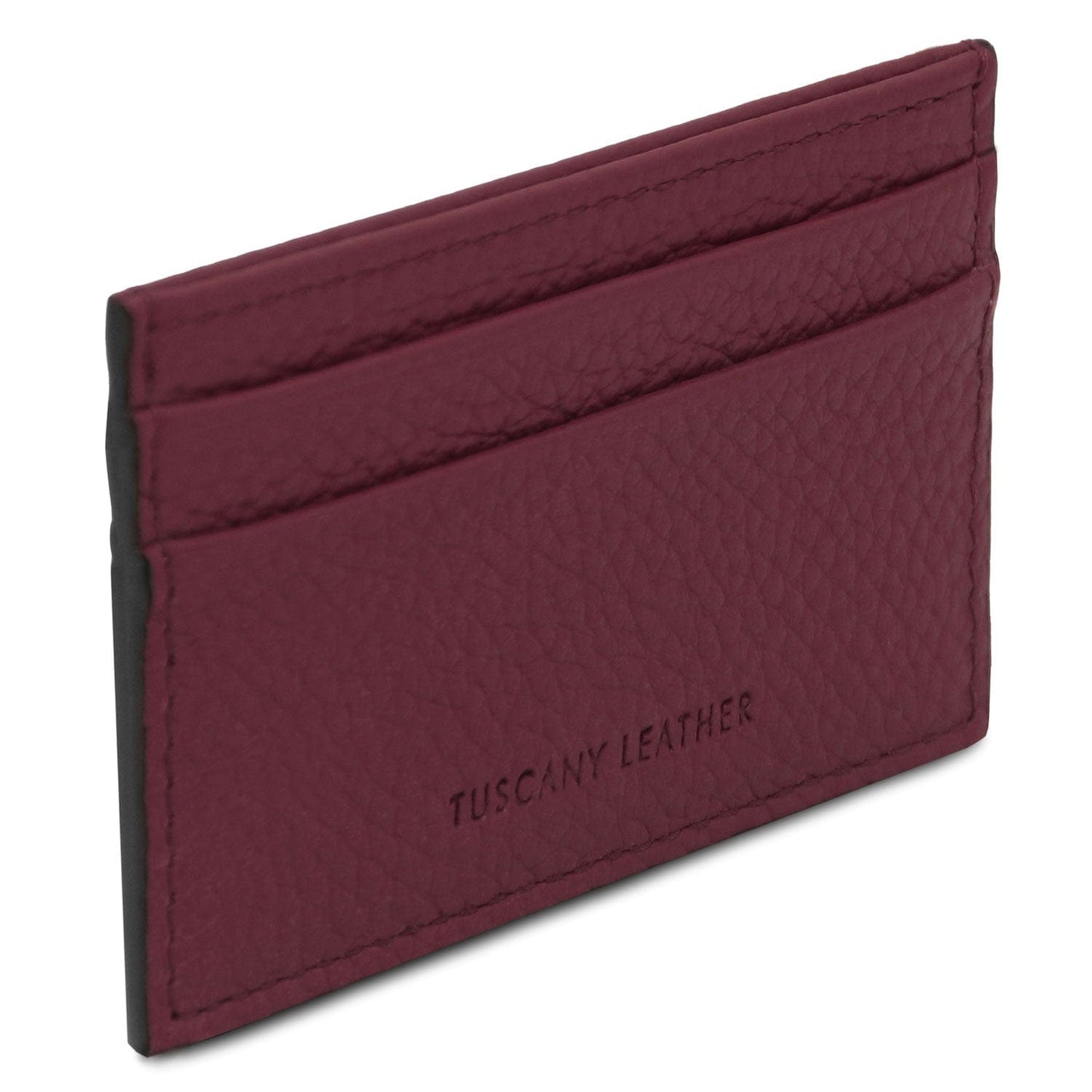 Leather card holder - 4 cards, pebbled leather | TL142474