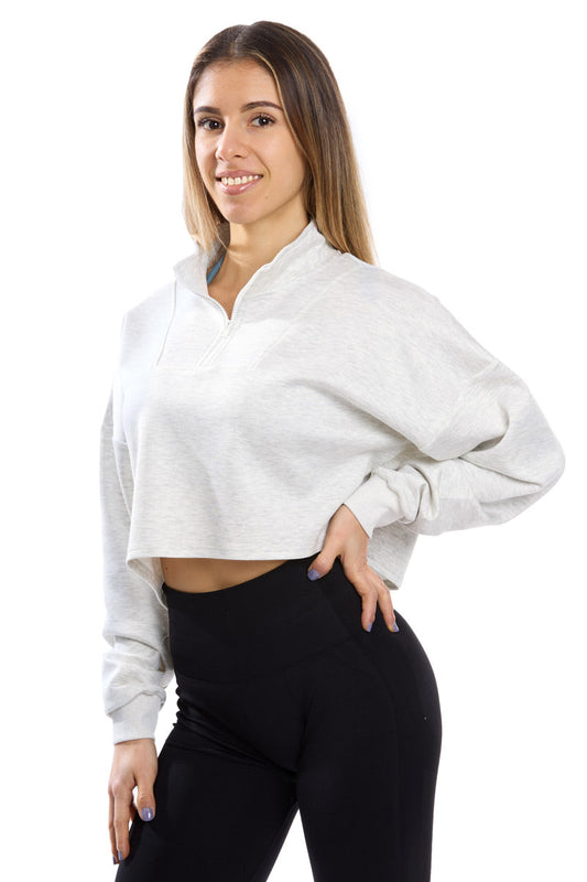 Felpa a vita corta bianca modello IRIS