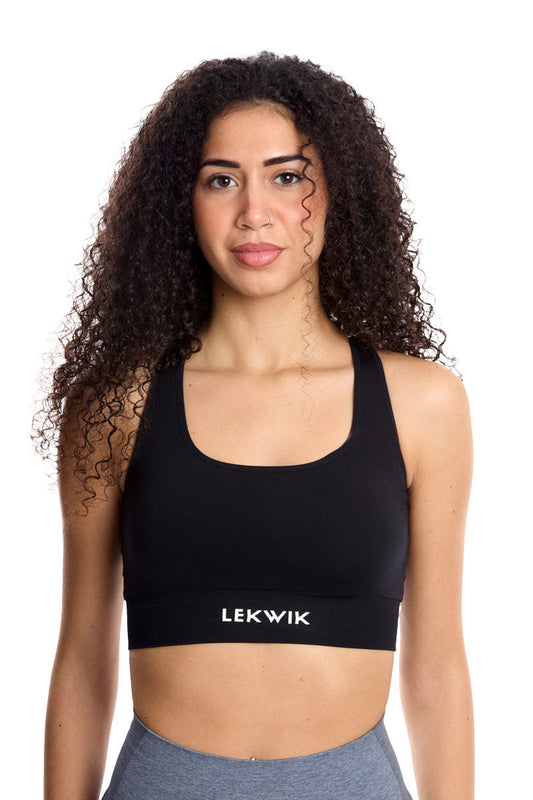 Top sportivo INES intrecciato nero