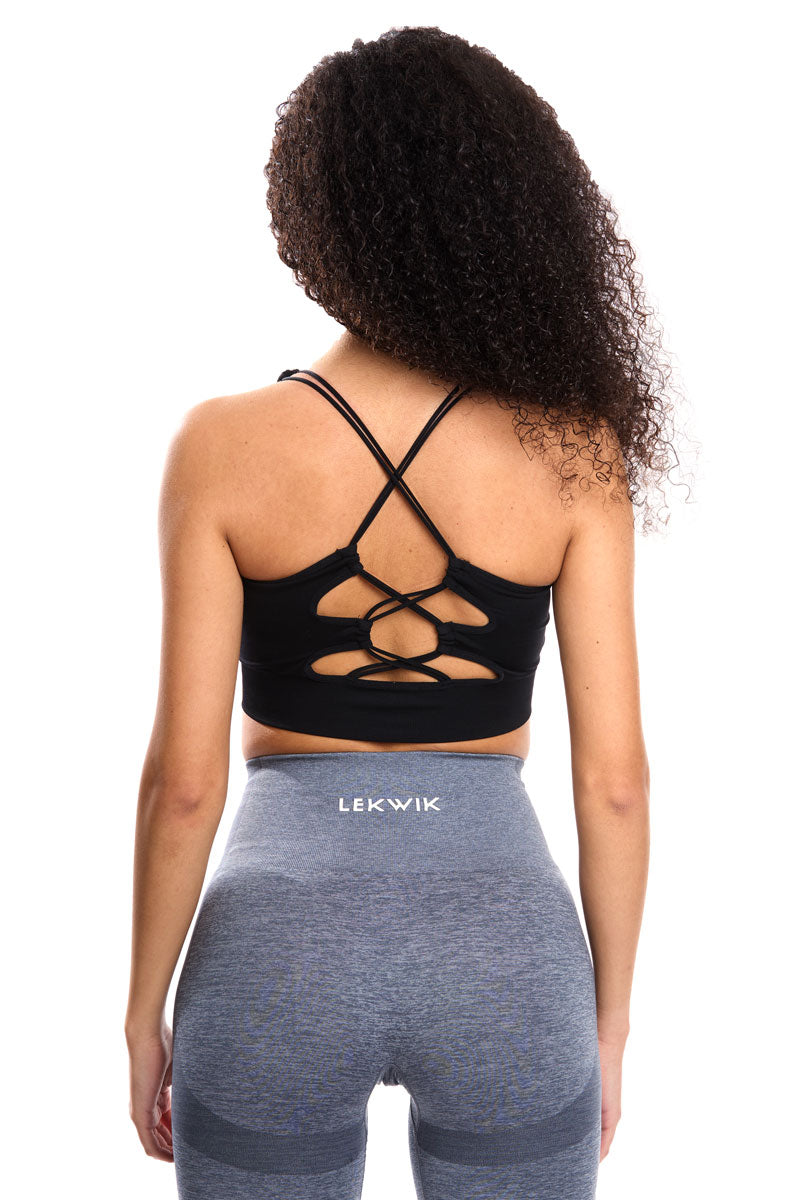 Top sportivo INES intrecciato nero