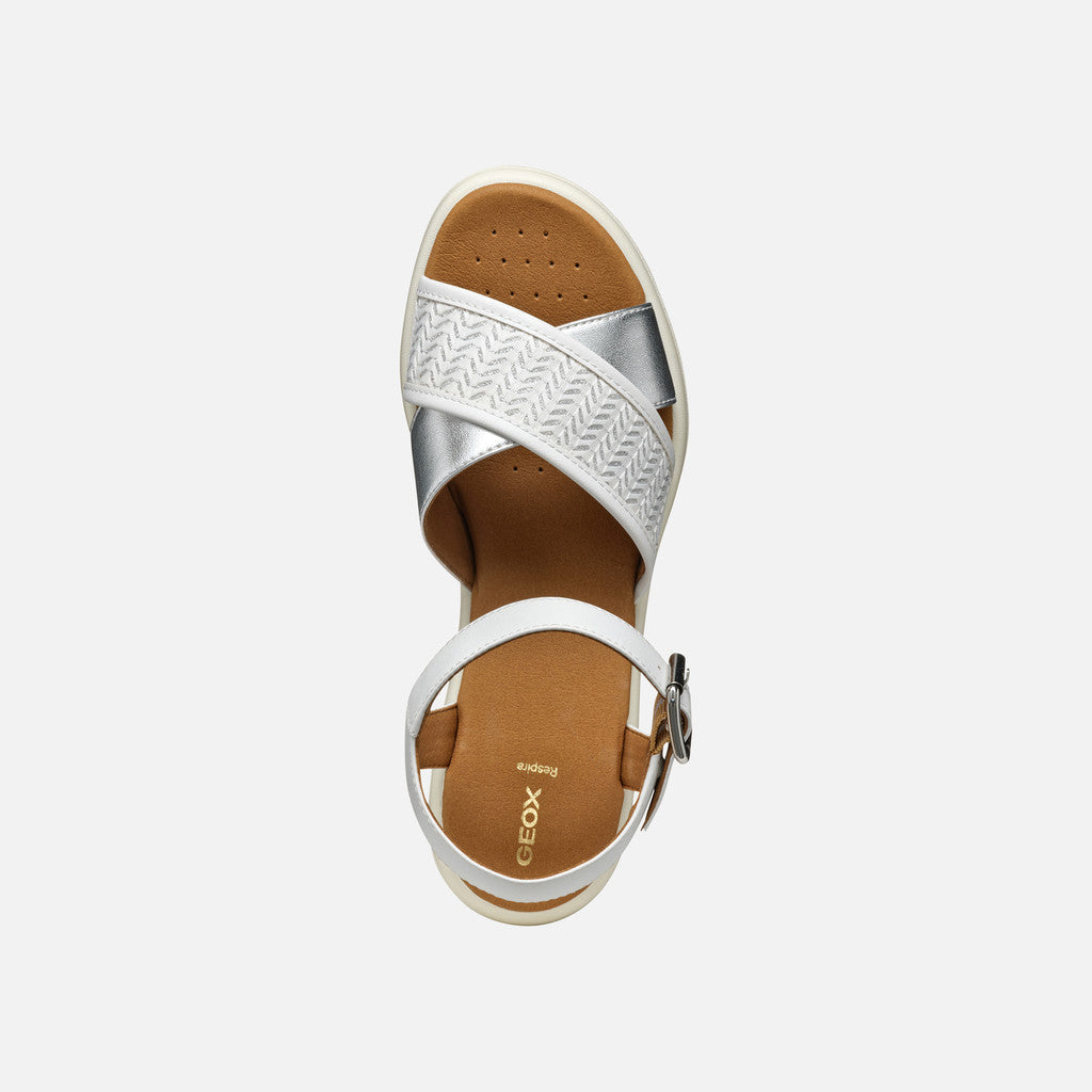 Geox Sandalo Meliconia donna bianco argento