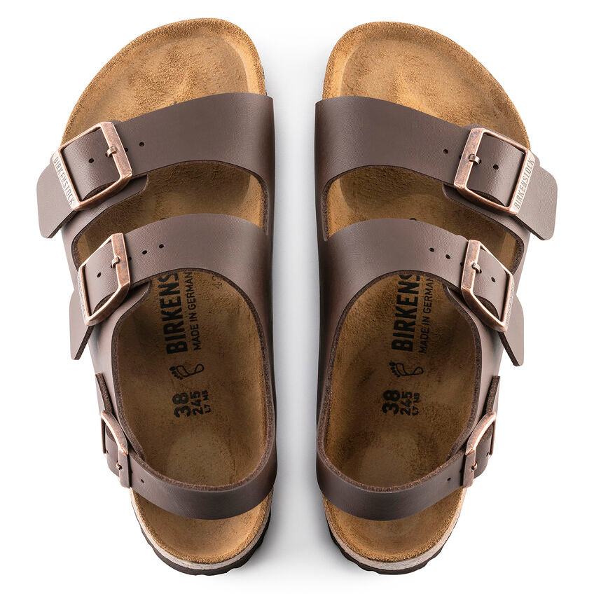 Birkennstock Milano Marrone scuro Birko Flor pianta stretta