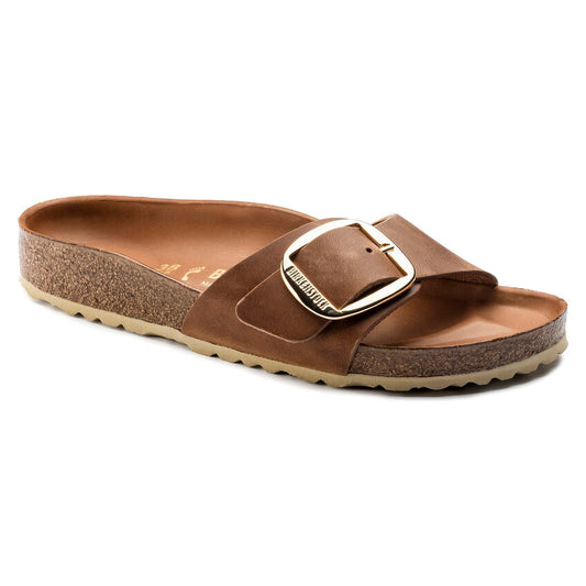 Birkenstock Madrid Big Buckle Cognac pelle Ingrassata Pianta Stretta