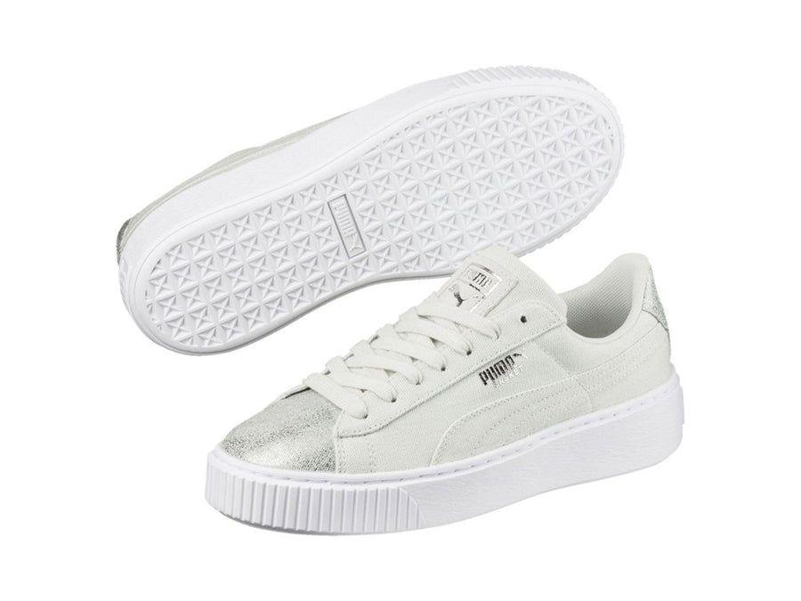 Scarpe Platform Canvas Donna Blue Flower/Silver