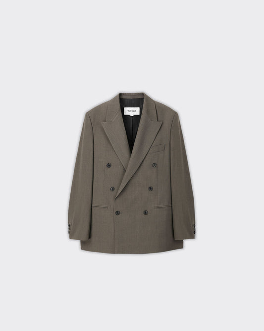 Blazer Double-Breasted Melange Woo Hazelnut