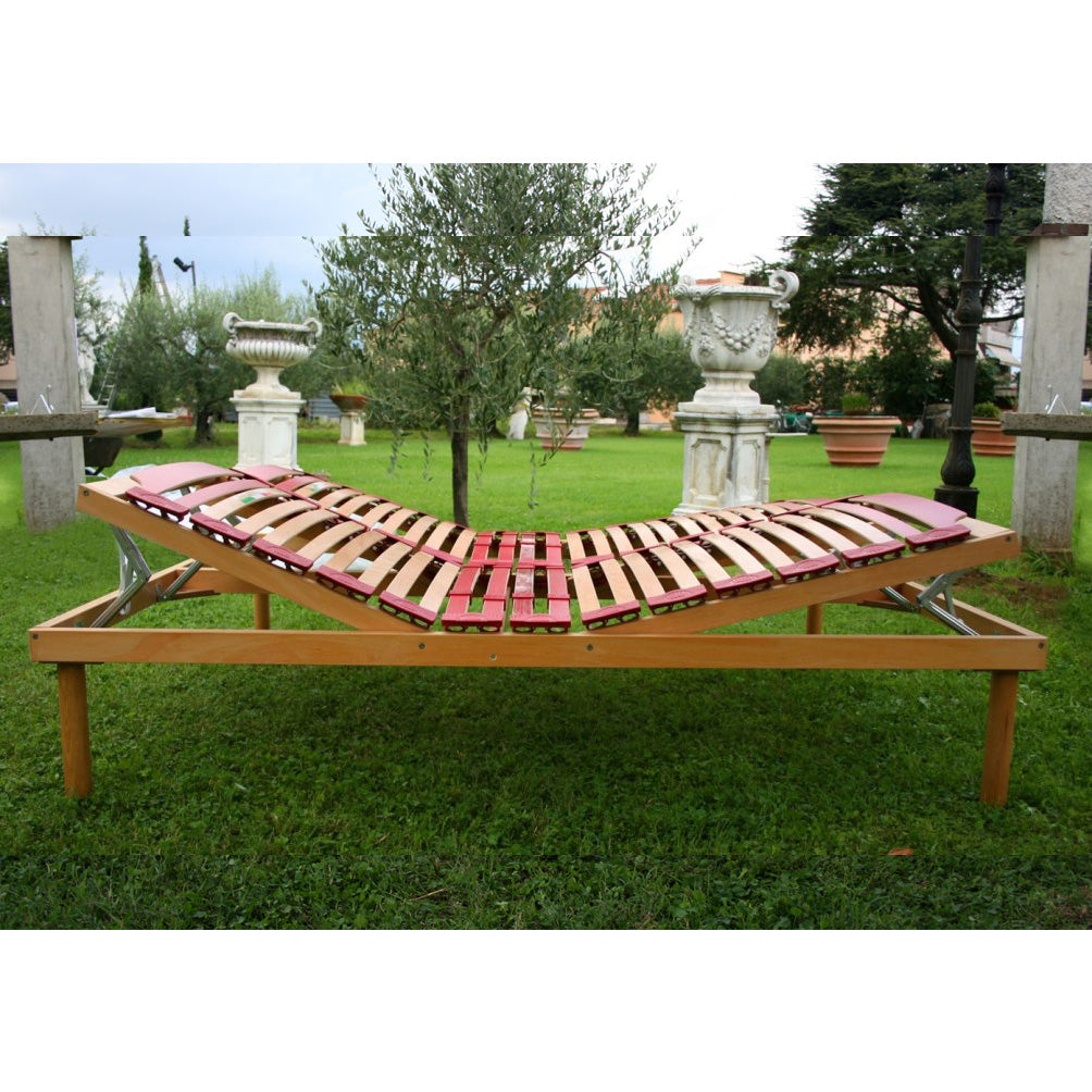 Rete letto per ogni tipo di materasso a doghe in legno con alza testa e alza piedi a movimento manuale  - Venere M