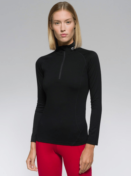 T-shirt LS Half Zip Donna Nera