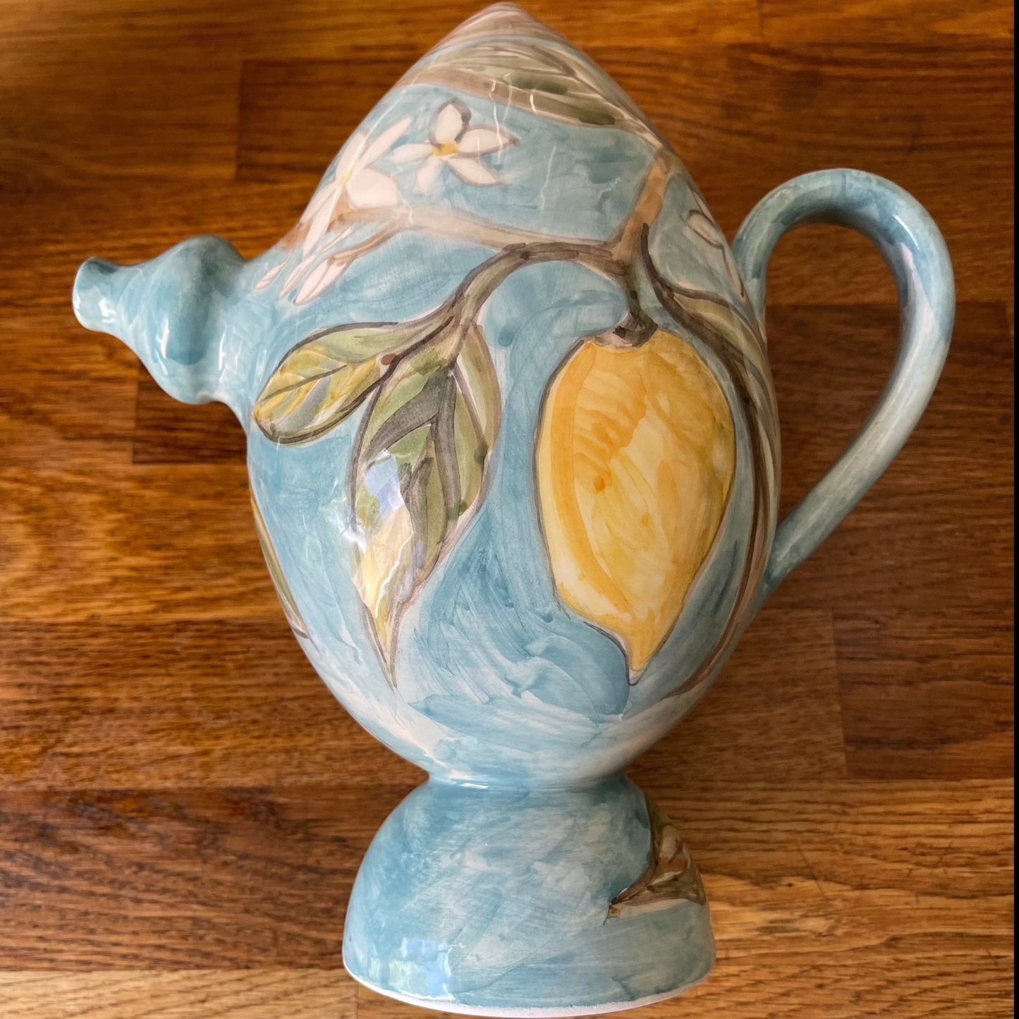"Bummulo Malandrino" Ceramic Sicilian Jug - Blue with Lemons and Orange Blossoms