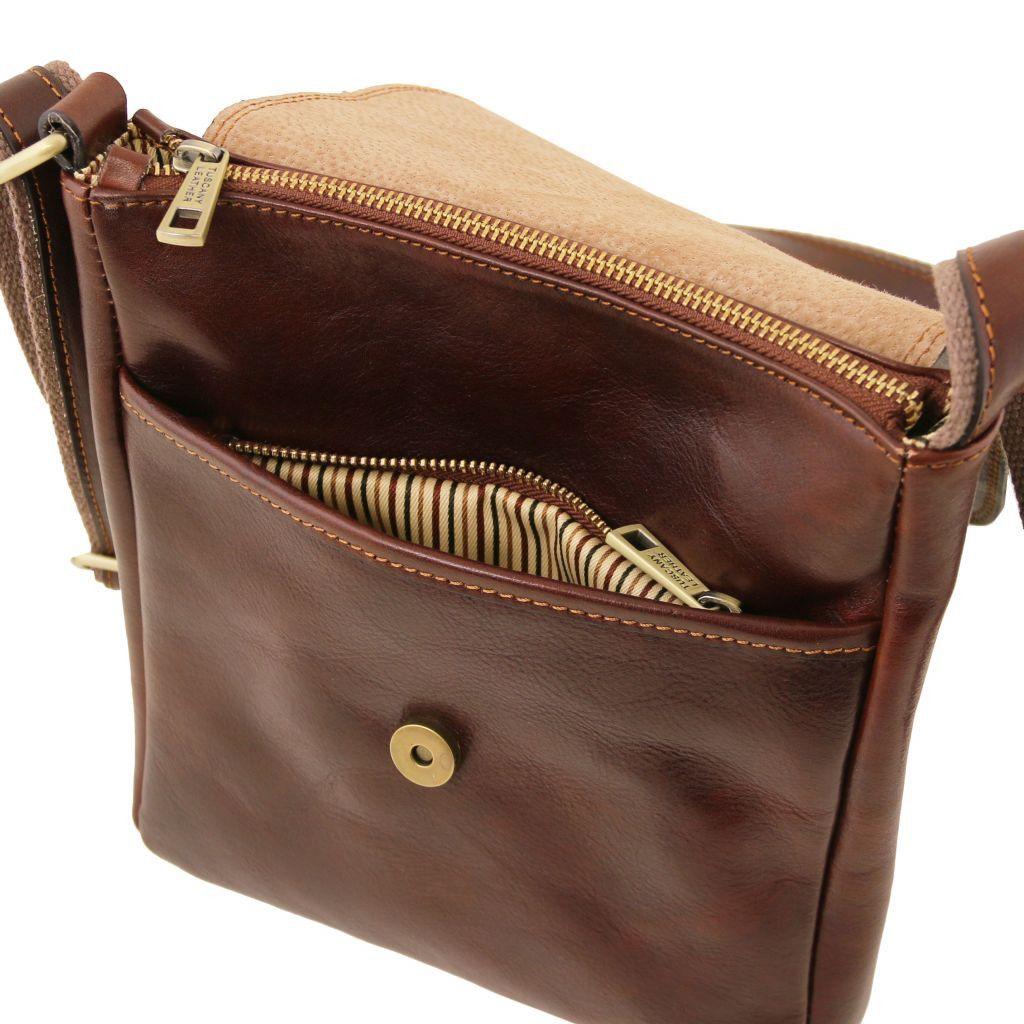 John - Leather crossbody bag for men with front zip | TL142464