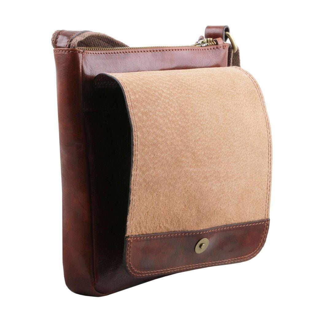 John - Leather crossbody bag for men with front zip | TL142464