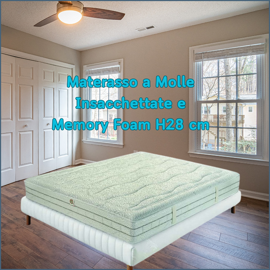 Materasso Semirigido a molle insacchettate e memory H28 cm lato estivo e Invernale - SATURNO
