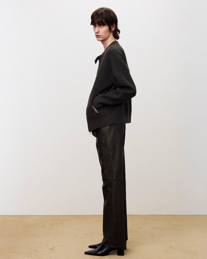 Maglione Knitted Zip-Up Merino Antracite