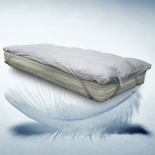 Topper correggi materasso termo regolatore in piuma e piumo oca 20% Piumino 80% Piumetta 600 GR/MQ 160x200 cm