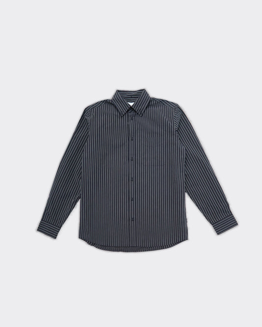 Camicia Kent Stripe Poplin Nera