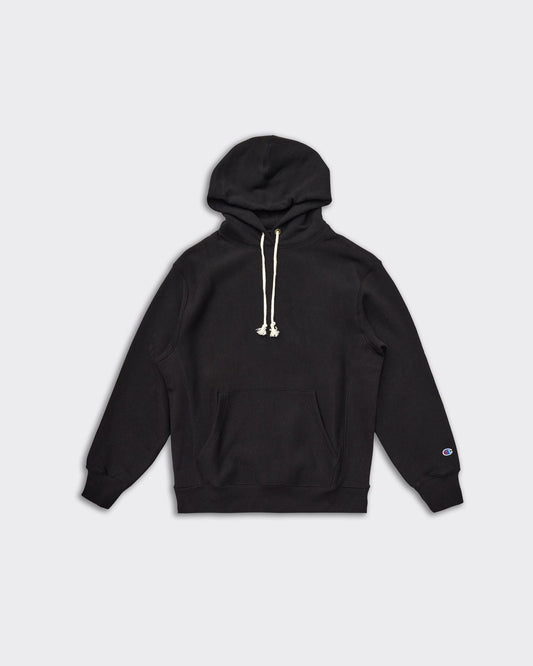 Felpa con Cappuccio Reverse Weave Nera